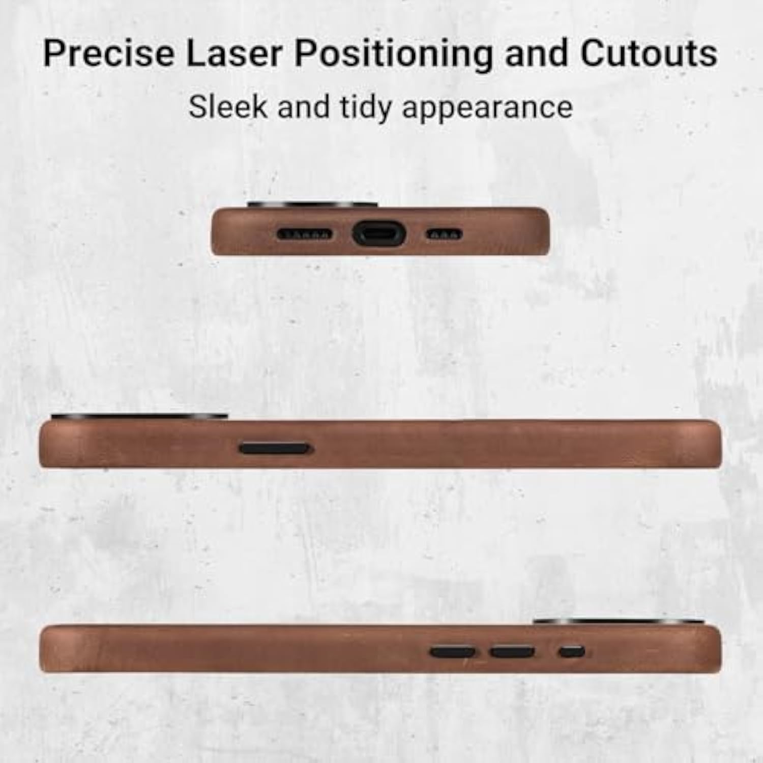 Compatible With Iphone 15 Pro Max Leather Case Magsafe-Top Grain Vintage Crazy Horse Leather-Metal Buttons Camera Bezel-Slim Fit-Precision Crafted Premium Phone Cover (6.7-Inch)-Retro Brown