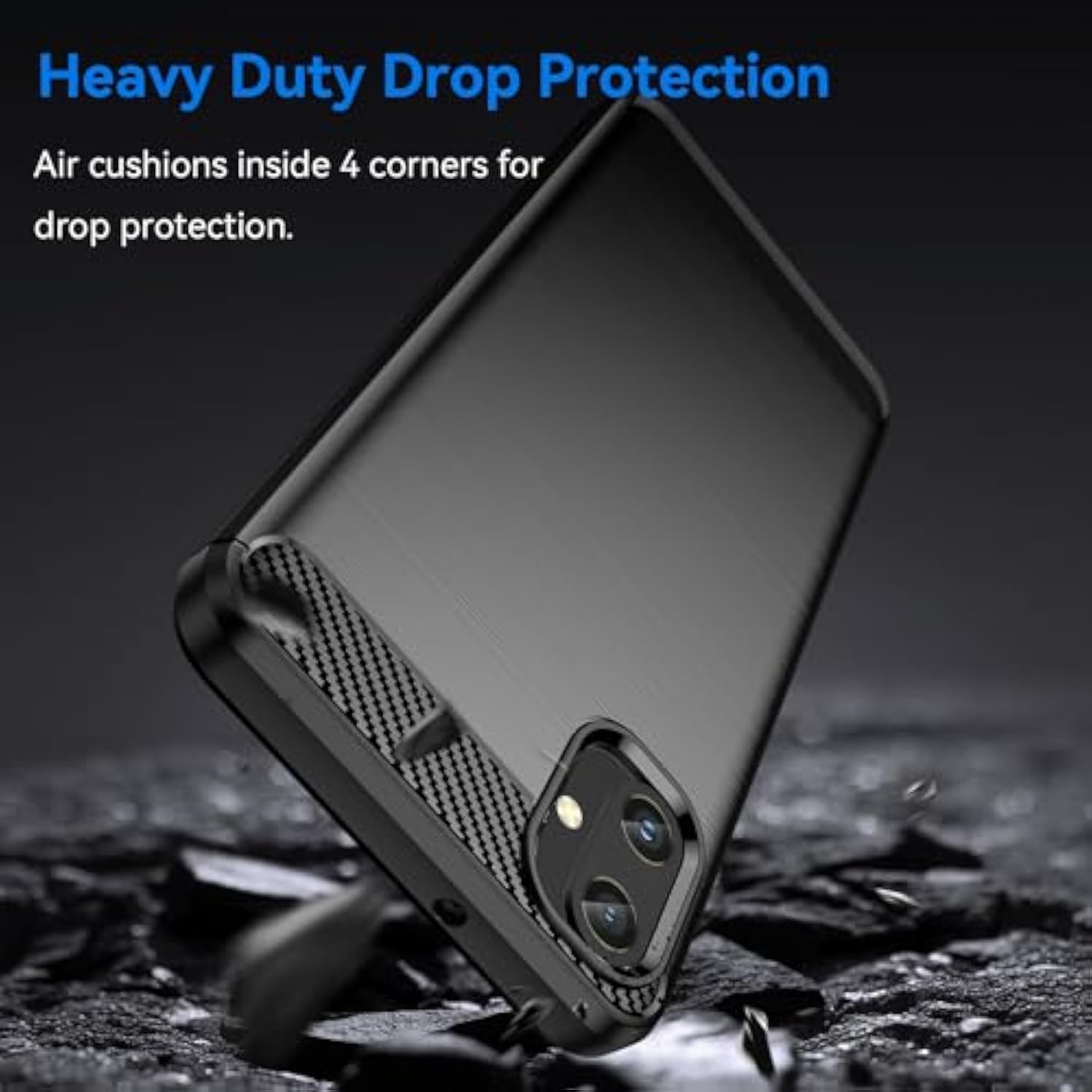 For Galaxy A05 Case: With 2Pcs Screen Protector Shock-Absorption Flexible Tpu Rubber Protective Cover For Samsung Galaxy A05 Phone Case(Black)