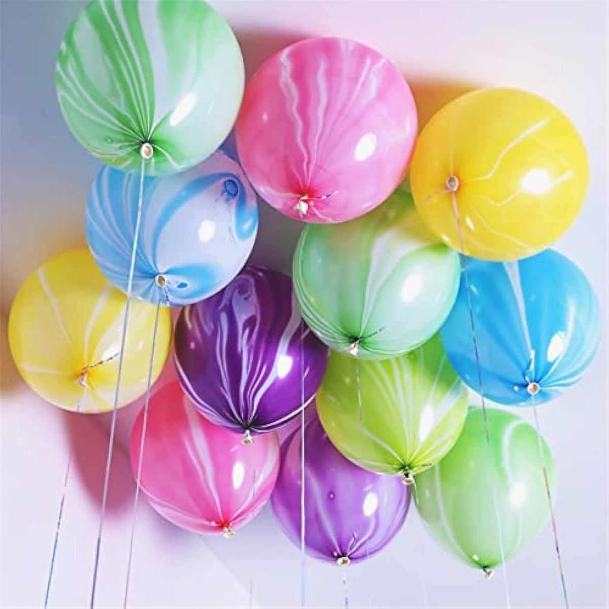50PCS Rainbow Tie Dye Balloons – 12" Swirl Latex Balloons for Birthday, Candyland & Hippie Party