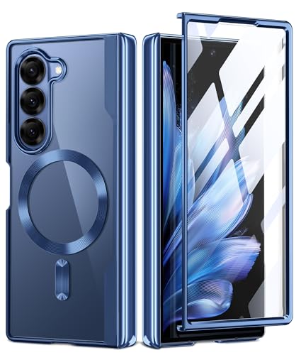 for Galaxy Z Fold 7 Case, Compatible with Magsafe, Built-in Screen Protector & Hinge Protection, Clear Plating Design Full-Body Slim Shockproof