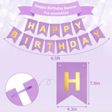 Purple Pink Birthday Party Decorations Set With Happy Birthday Banner, Tissue Paper Pompoms, Tassel Garland, And Circle Dots Garland For Women Girls