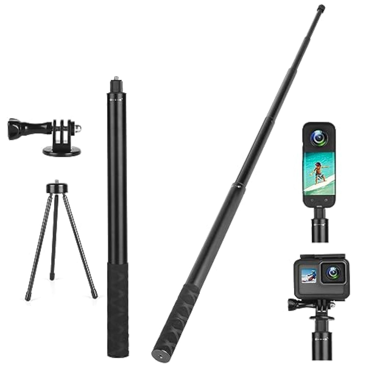 61.8in Insta360 Invisible Selfie Stick with Tripod for Action Cameras Aluminum
