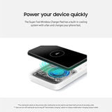 SAMSUNG 15W Wireless Charger Duo w/USB C Cable, Charge 2 Devices at Once, Cordless Super Fast Charging Pad for Galaxy Phones and Devices, 2022, US Version, Black