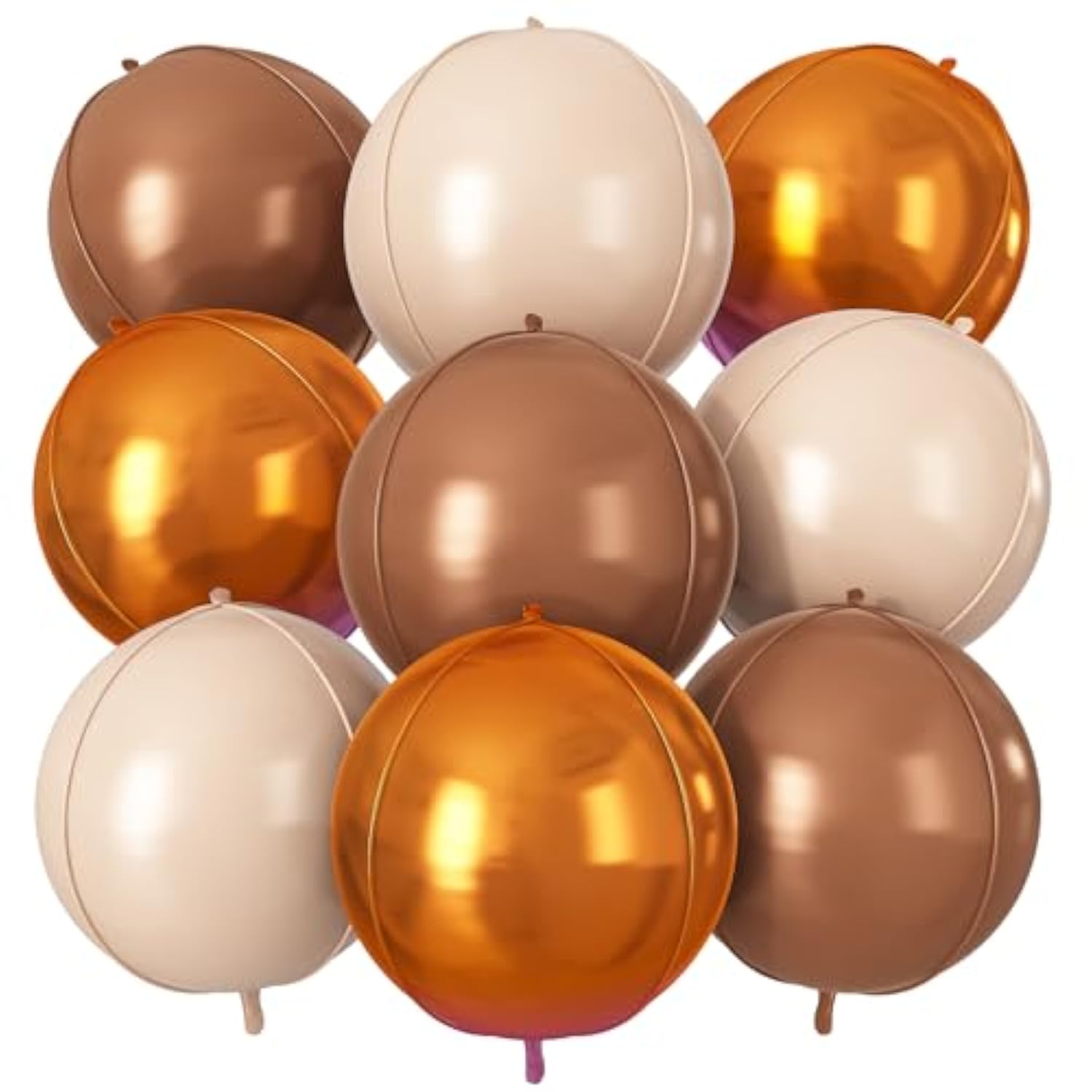 Retro Beige Orange Brown Foil Balloons 9Pcs 22 Inch Baby Shower Fall Decor