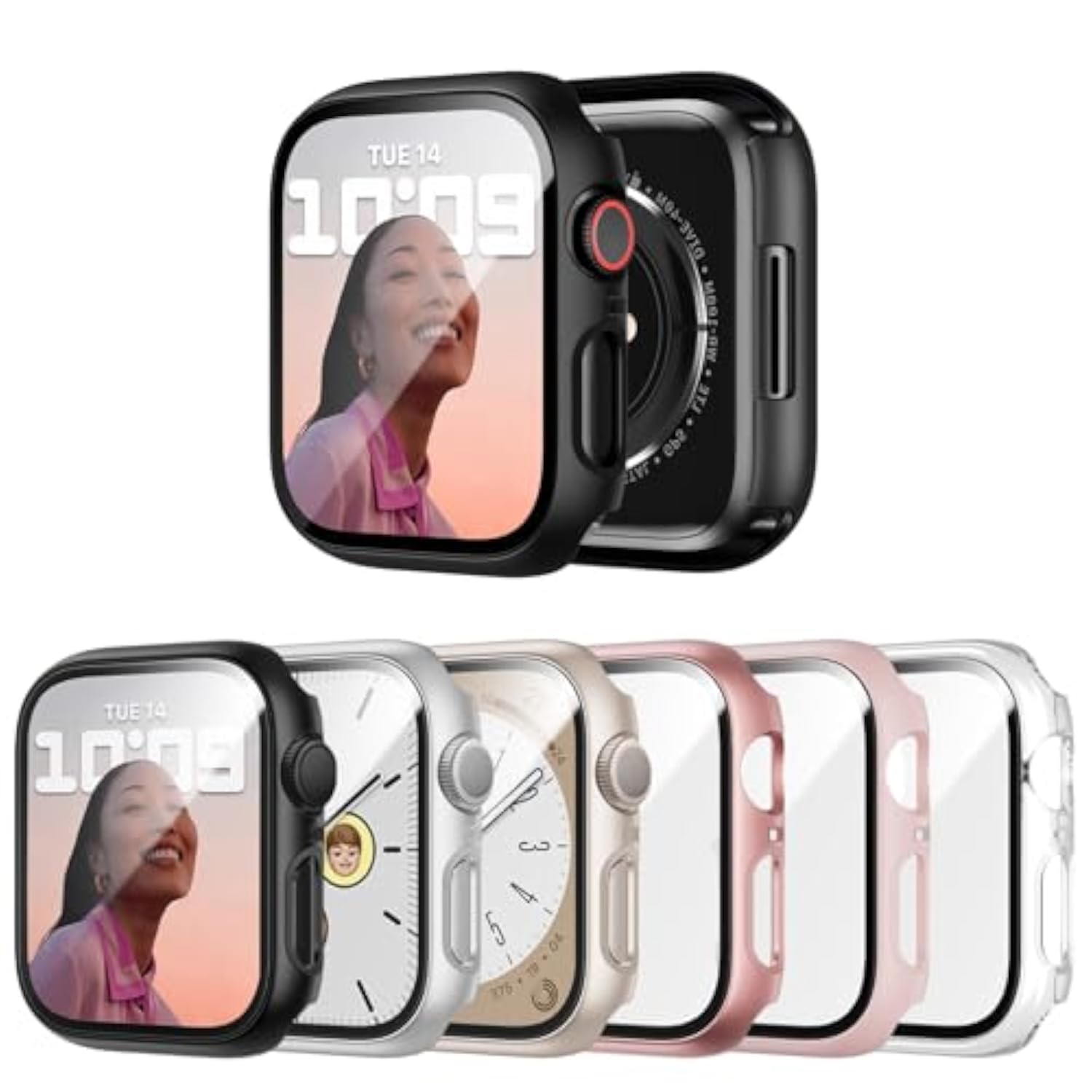 6 Pack Case with Screen Protector for Apple Watch Series 9/8/7 41mm