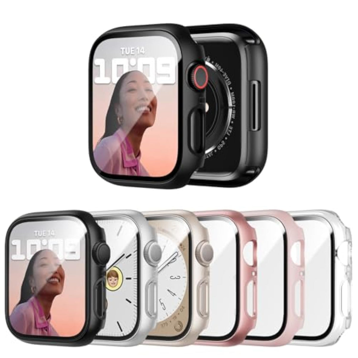 6 Pack Case with Screen Protector for Apple Watch Series 9/8/7 41mm
