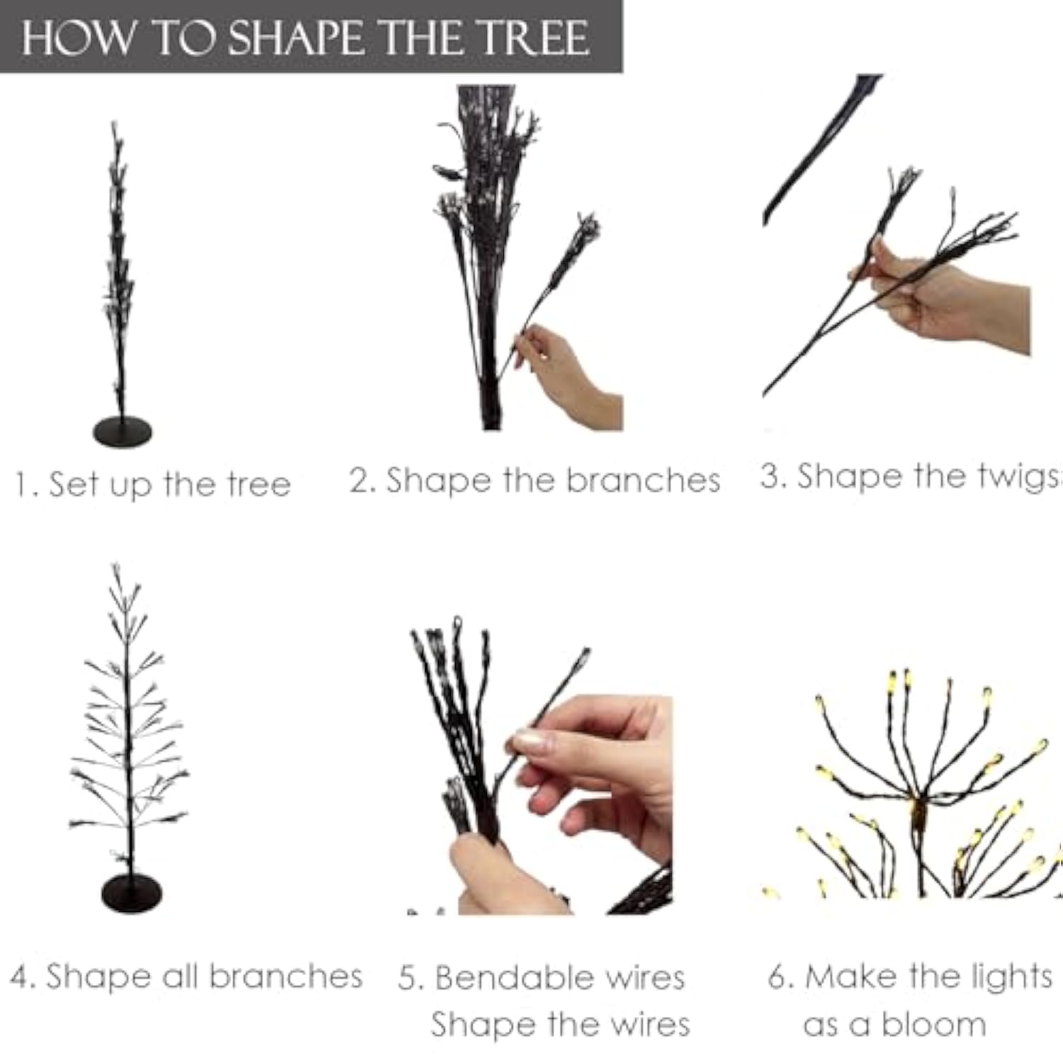 Lighted Brown Starburst Tree With 368L Warm White Fairy Lights 4Ft, Twig Tree With Lights For Indoor Outdoor Home Christmas Winter Holidays Party Decoration