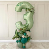 Sage Green 3 Number Balloon,Olive Green 3 Balloons 40 Inch Large Helium Foil Mylar Birthday Balloons For Boy Girl Baby Shower Birthday Jungle Party Decorations