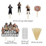 Wrestling Theme Birthday Party Supplies Wrestler Cake Toppers, Banners & Decor Set