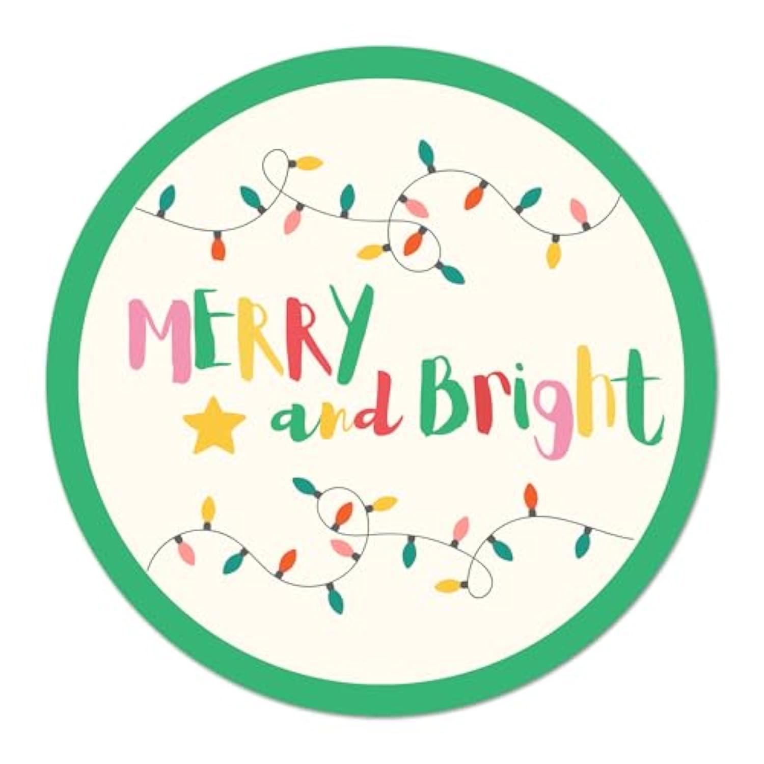 Merry And Bright Christmas Stickers | Christmas Envelope Seals | 1.4 Inch | Waterproof | Colorful Modern 135-Pack For Christmas Gifts, Holiday Stickers For Envelopes