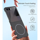 Magnetic For Samsung Galaxy Z Flip 7 Case, Compatible With Magsafe, Built-In Screen Protector, Flip7 Slim Hard Shockproof Phone Cover, Black