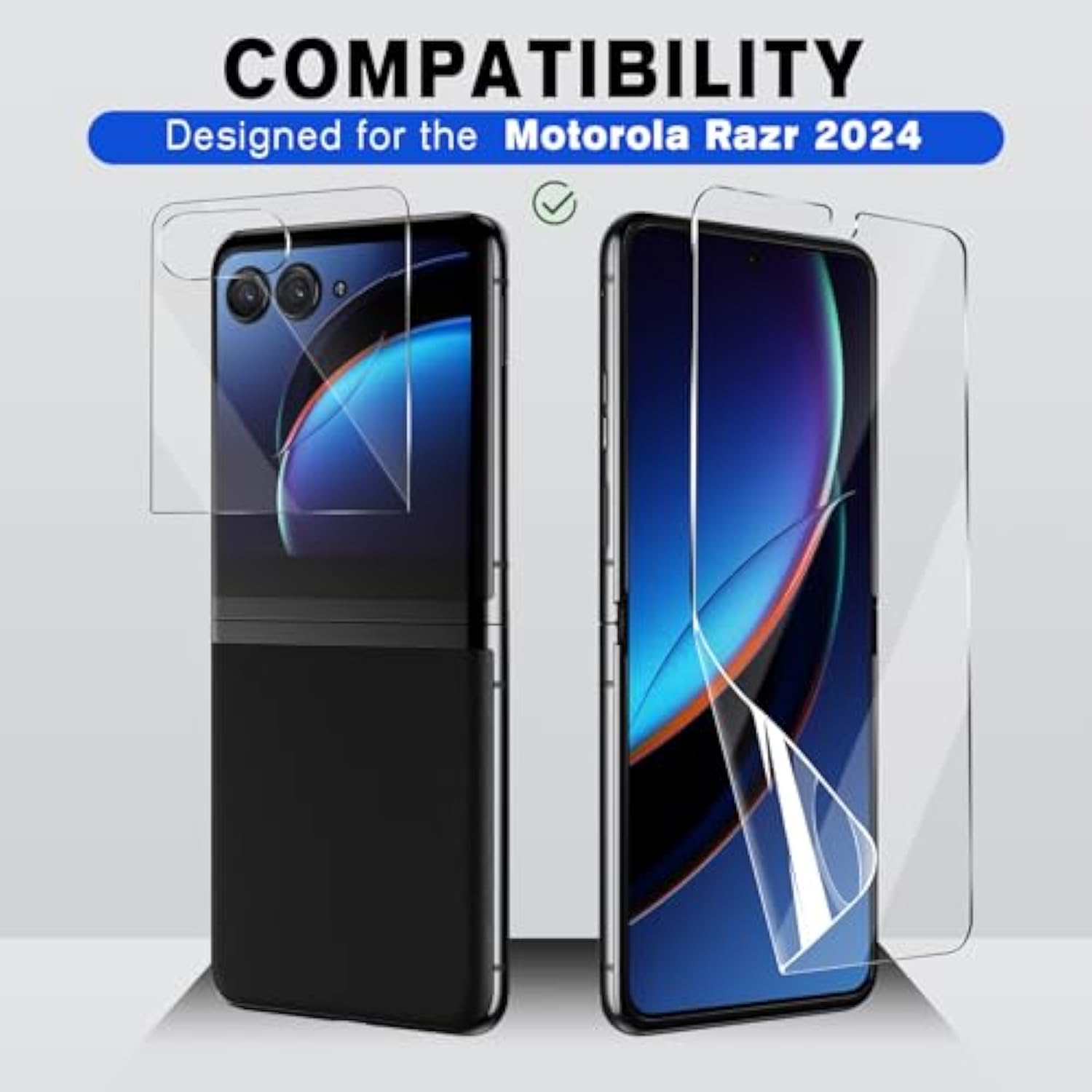 [2+2 Pack] Tpu Screen Protector For Motorola Razr 2024/2025 (Not Glass),2 Pack Tpu Screen Protector + 2 Front Tpu Film, Bubble Free, Case Friendly, Hd Clear