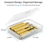 3.5Mm To 1/4" Trs Adapter Set, Audio Converter For Electric Guitar/Keyboard/Mixer/Amp Amplifier/Bass/Headphone/Headset, 6.35Mm To 1/8" Balanced Jack Connector For Laptop/Tablet/Pc