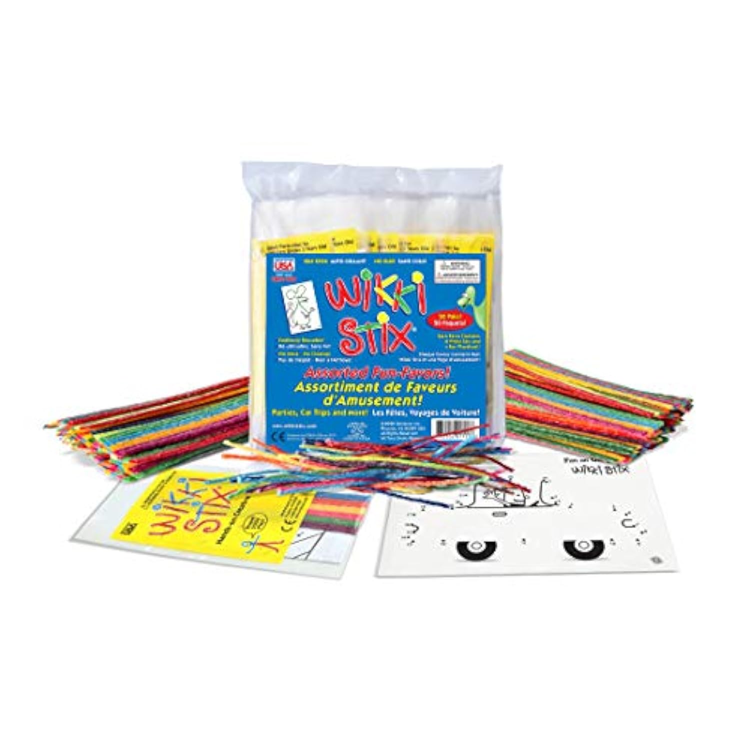 Wikki Stix Assorted Fun Favors, Pack Of 50. Arts And Crafts, Non Toxic, Waxed Yarn. Made In The Usa. 8 Fun Playsheet. Manipulative Toys Used In The Classroom, At Home And While Traveling.