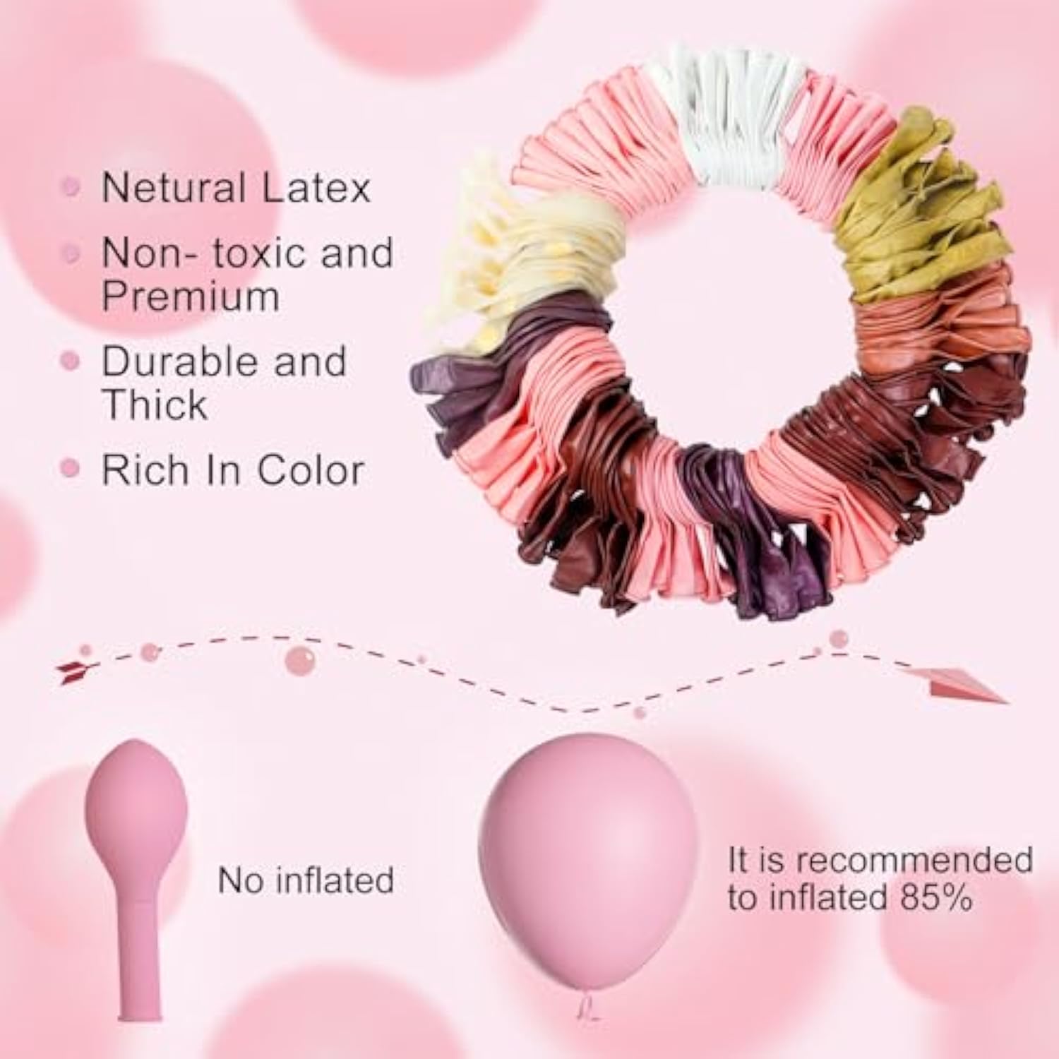 129Pcs Burgundy Pink Balloons Garland Arch Kit, Light Pink Gold White