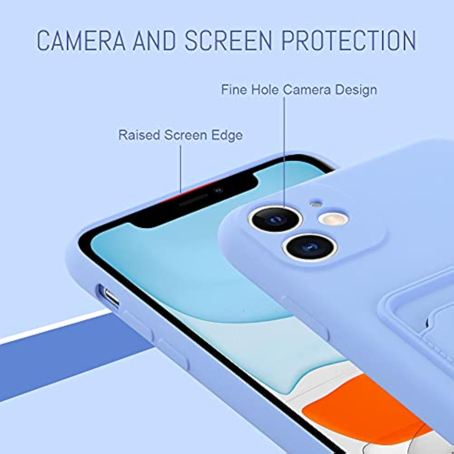 Compatible With 11 Case Tpu Card Holder Wallet Cover,Camera Protection + Screen Protector Soft Card Slot Phone Case -Purple