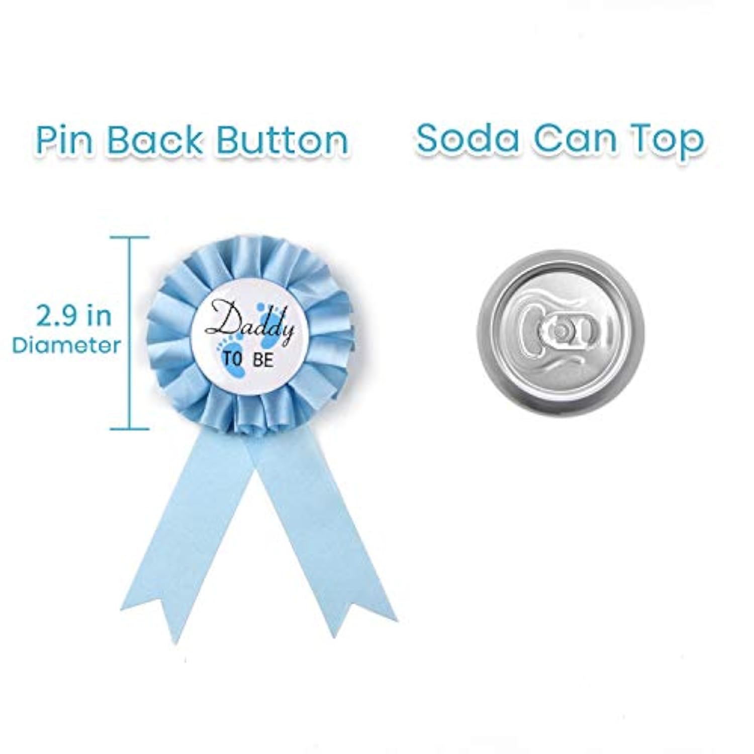 Baby Shower Maternity Sash Belly Belt, Mom To Be & Dad To Be Button Pin, Pregnancy Maternity Flower Sash Belt For Gender Reveal (Blue Baby Boy)