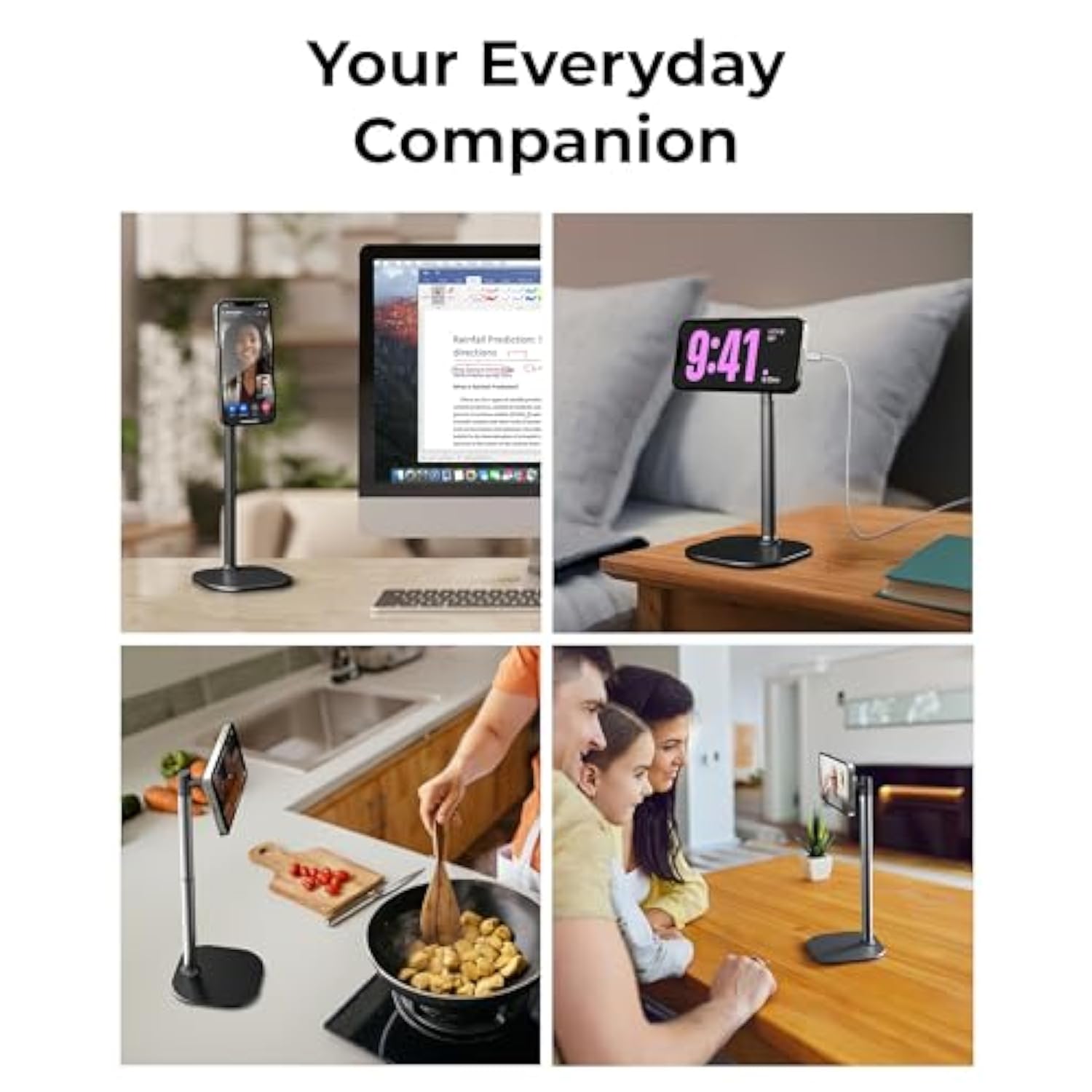 Cooper MagStand - Adjustable Magnetic iPhone Stand for Desk & Phone Holder for Video Recording, Compatible with MagSafe, Stand for iPhone 16 Pro Max, 15/14/13/12, Small Mag Safe Tripod (Night Black)