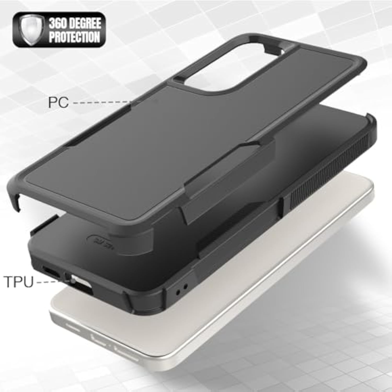 For Samsung Galaxy S25 Plus Case: Dual Layer Protective Heavy Duty Cell Phone Cover Shockproof Rugged With Screen Protector - Military Protection Bumper Tough - Samsung Galaxy S25+ Plus 2025, Black