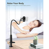 Gooseneck Phone Holder Stand For Bed Flexible Arm Adjustable Cell Phones Mount Clamp On Desk Bedframe Compatible With Iphone 14 Pro Max 13 12 11 X Se Series/Samsung S22 Or Other 4"-7" Devices