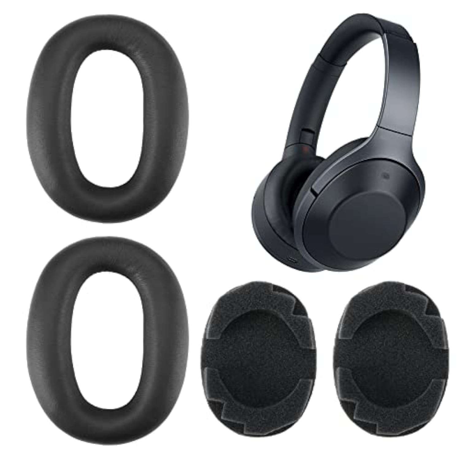1 Pair Ear Pads Replacement Compatible With Sony Wh-1000Xm2 Mdr-1000X Headphone Protein Leather Foam Ear Cushion Earphone Accessories Black