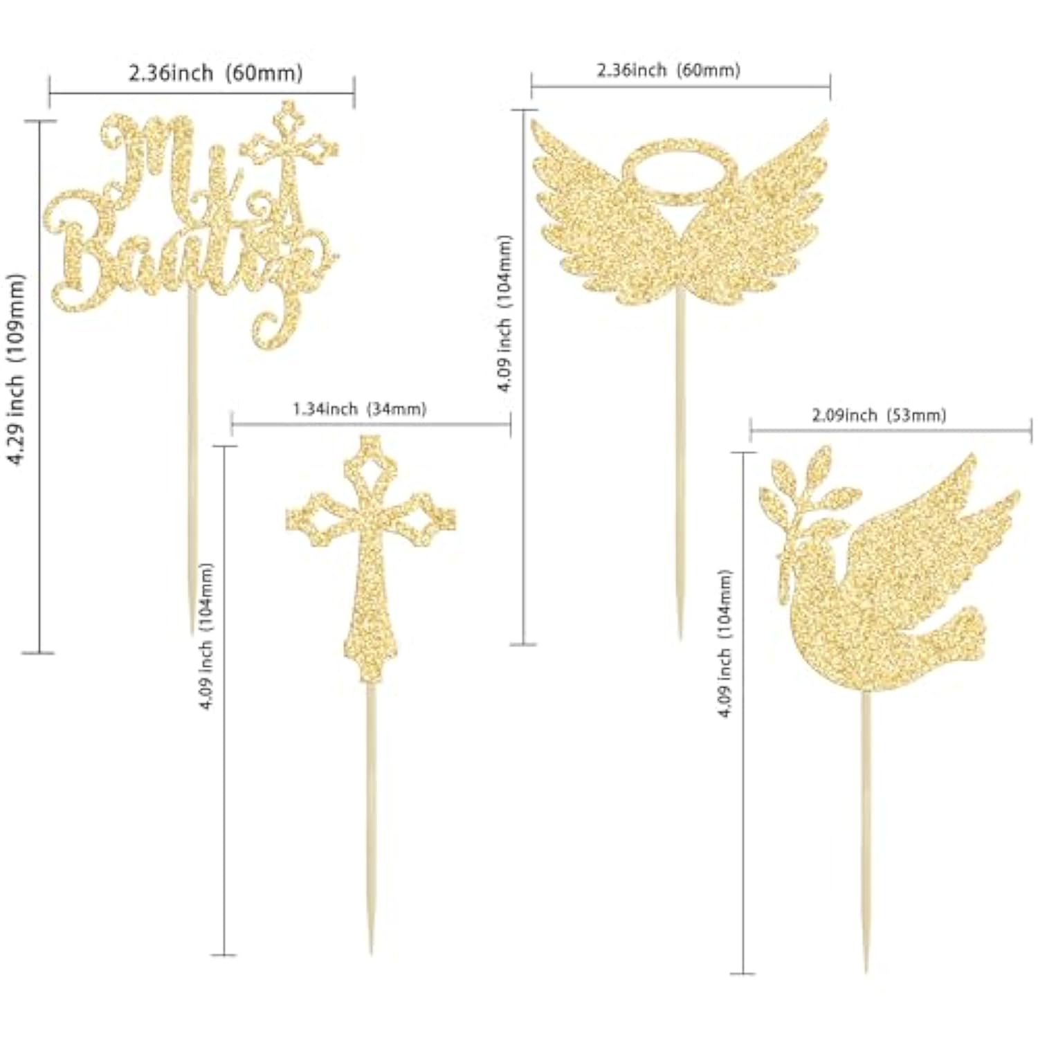 24Pcs Mi Bautizo God Bless Cupcake Toppers Dove Cross Cupcake Picks Christian Baptism Cake Decorations For Religious God Bless Baby Shower Kids Birthday Party Supplies Gold