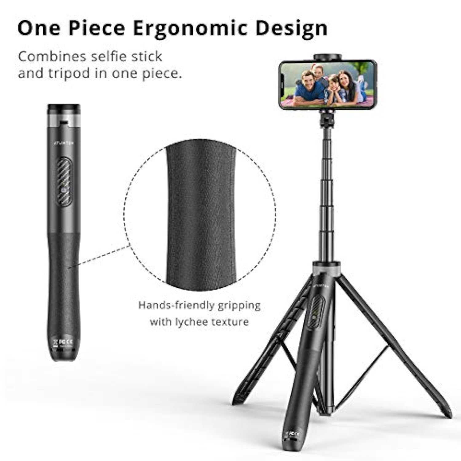 51" Selfie Stick Tripod, All In One Extendable Phone Tripod Stand With Bluetooth Remote 360° Rotation For Iphone And Android Phone Selfies, Video Recording, Vlogging, Live Streaming, Black