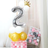 40-Inch Silver Number Balloons 0–9 Foil Helium Birthday Party Decorations