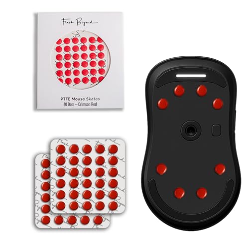 Flashbeyond 60 Dot Mouse Skates For Glass Mousepad | Premium Ptfe | Adjustable Glide Speed & Control | Polished Ultra-Smooth Finish | Easy Apply Adhesive Pads Crimson Red
