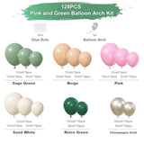 Sage Green & Pink Balloon Arch Kit: Baby Shower, Jungle Safari Party Decor
