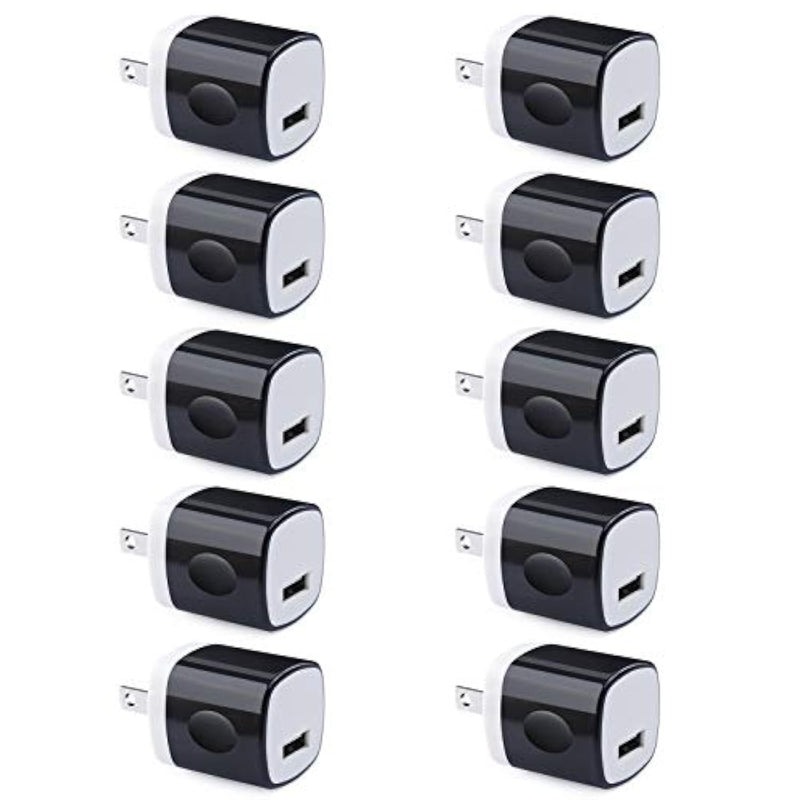 Wall Adapter 10 Pack, 1A 5V Single Port Charger Power Usb Plug Charging Cube Block Box Compatible Iphone 14 13 12 Se 11, Galaxy S23 Ultra S22 S21 Fe S10E S9 A13 A03S A71 A51 Note20 Google 8A 7A