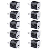 Wall Adapter 10 Pack, 1A 5V Single Port Charger Power Usb Plug Charging Cube Block Box Compatible Iphone 14 13 12 Se 11, Galaxy S23 Ultra S22 S21 Fe S10E S9 A13 A03S A71 A51 Note20 Google 8A 7A