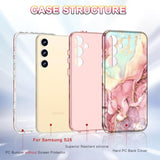 Samsung Galaxy S25 Case, Military-Grade Drop Tested, Rose Gold Marble Slim Shockproof