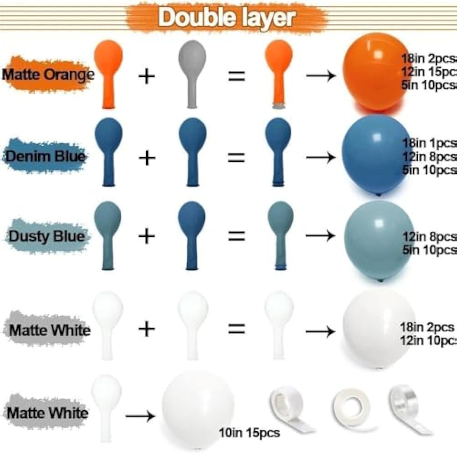 Fall Balloon Arch Kit: Burnt Orange, Blue & White Garland