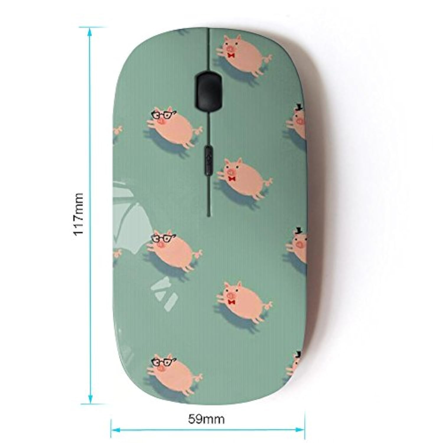 [ Optical 2.4G Wireless Mouse [ Pig Cute Teal Pink Animal Pet Pattern ]