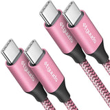 Pink Usb C To Usb C Cable [6Ft, 2-Pack], 60W Fast Charging Type C To Type C Ch