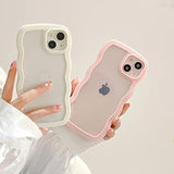 Compatible With Iphone 13/Iphone 14 Case, Cute Curly Wave Frame Clear Case For Girls Women, Transparent Soft Silicone Tpu Bumper Shockproof Protective Phone Cover - White