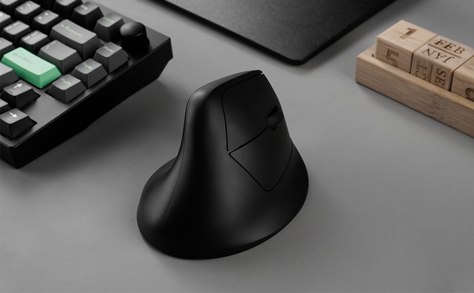 M5 Wireless Ergonomic Mouse, 8000Hz Tri-Mode 2.4 Ghz/Bluetooth 5.1/Wired, Pixart 3950 Sensor, 30000 Dpi, Ergonomic Lightweight Programmable Macro Button For Windows Pc/Mac - Black