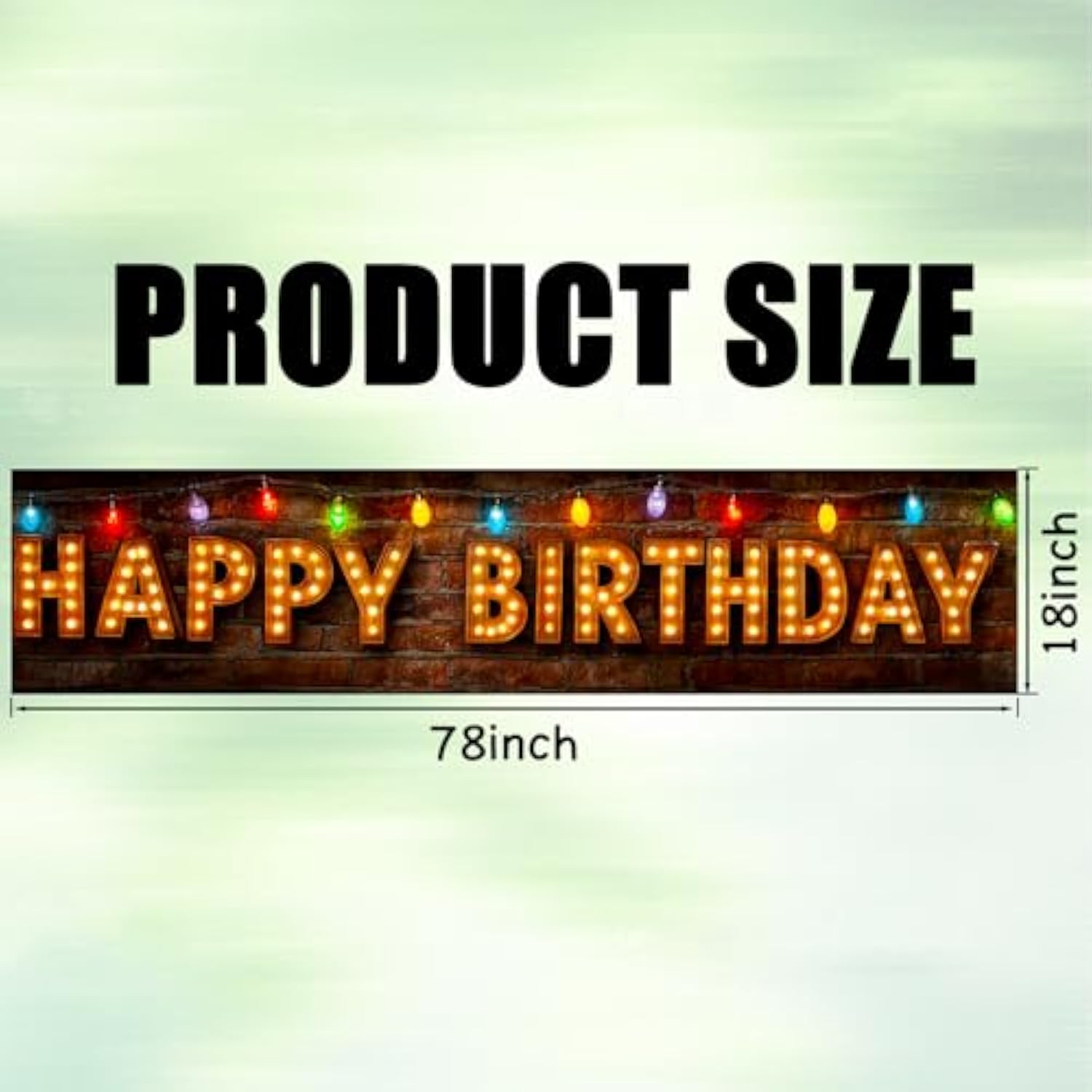 Happy Birthday Yard Banner - 78.7X17.7 Inch Brick Wall With Colorful String Lights,Happy Birthday Yard Design, Outdoor/Indoor Giant Birthday Sign