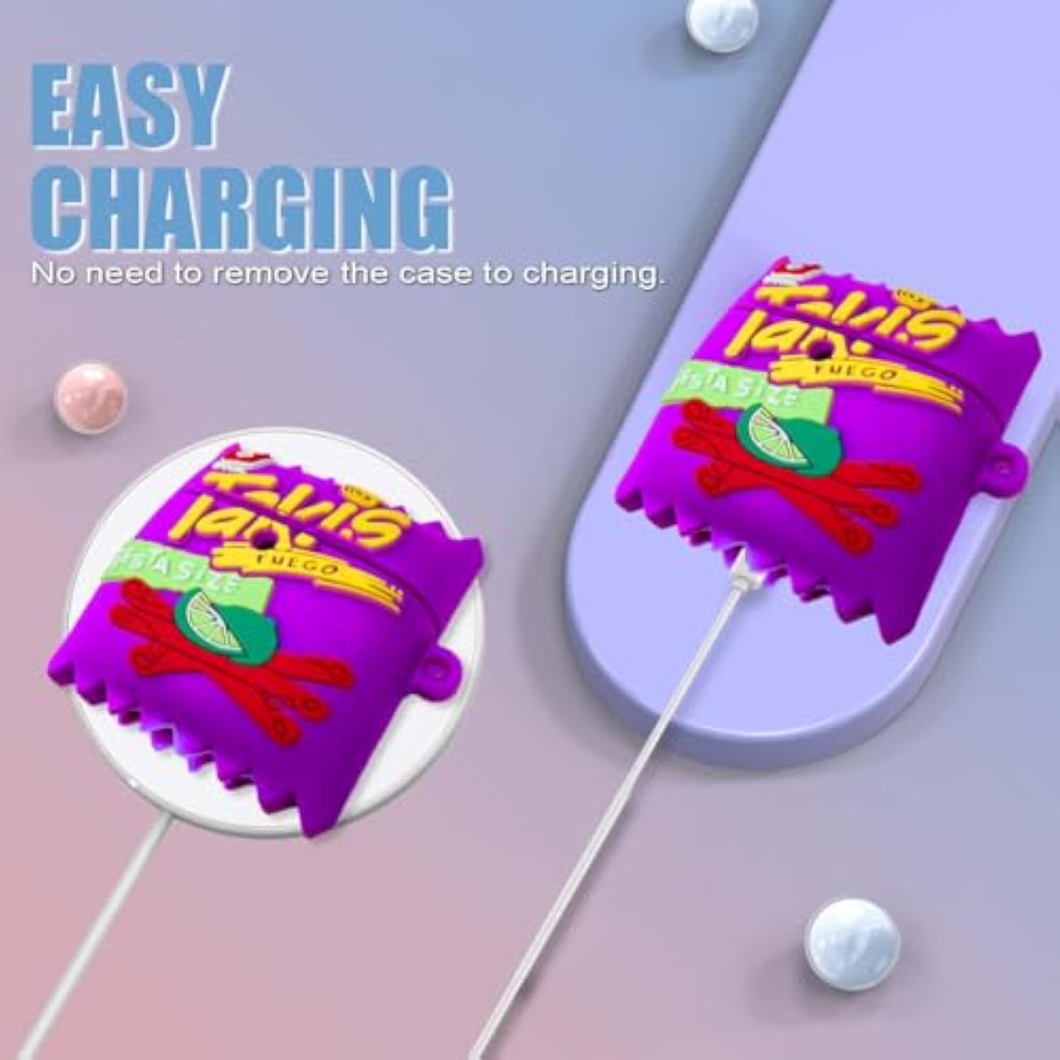 Cute 3D Cartoon Funny Airpods 4 Case - Food Design Silicone Protection Cover Compatible With Airpods 4Th Generation - Purple