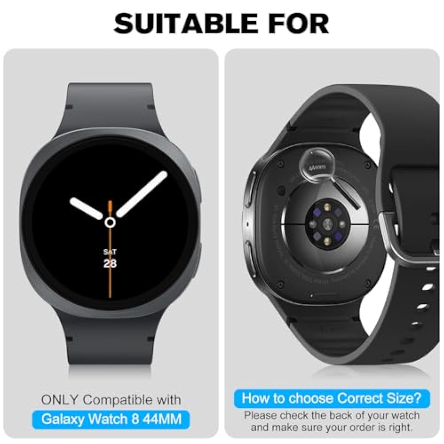 FINTIE 2 Pack Tempered Glass Screen Protector Compatible with Samsung Galaxy Watch 8 44mm 2025 with Auto-alignment Installation Frame