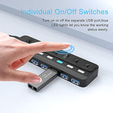 Usb Hub 3.0, 7 Port Usb Hub Splitter With Individual On/Off Led Switches, 5Gbp