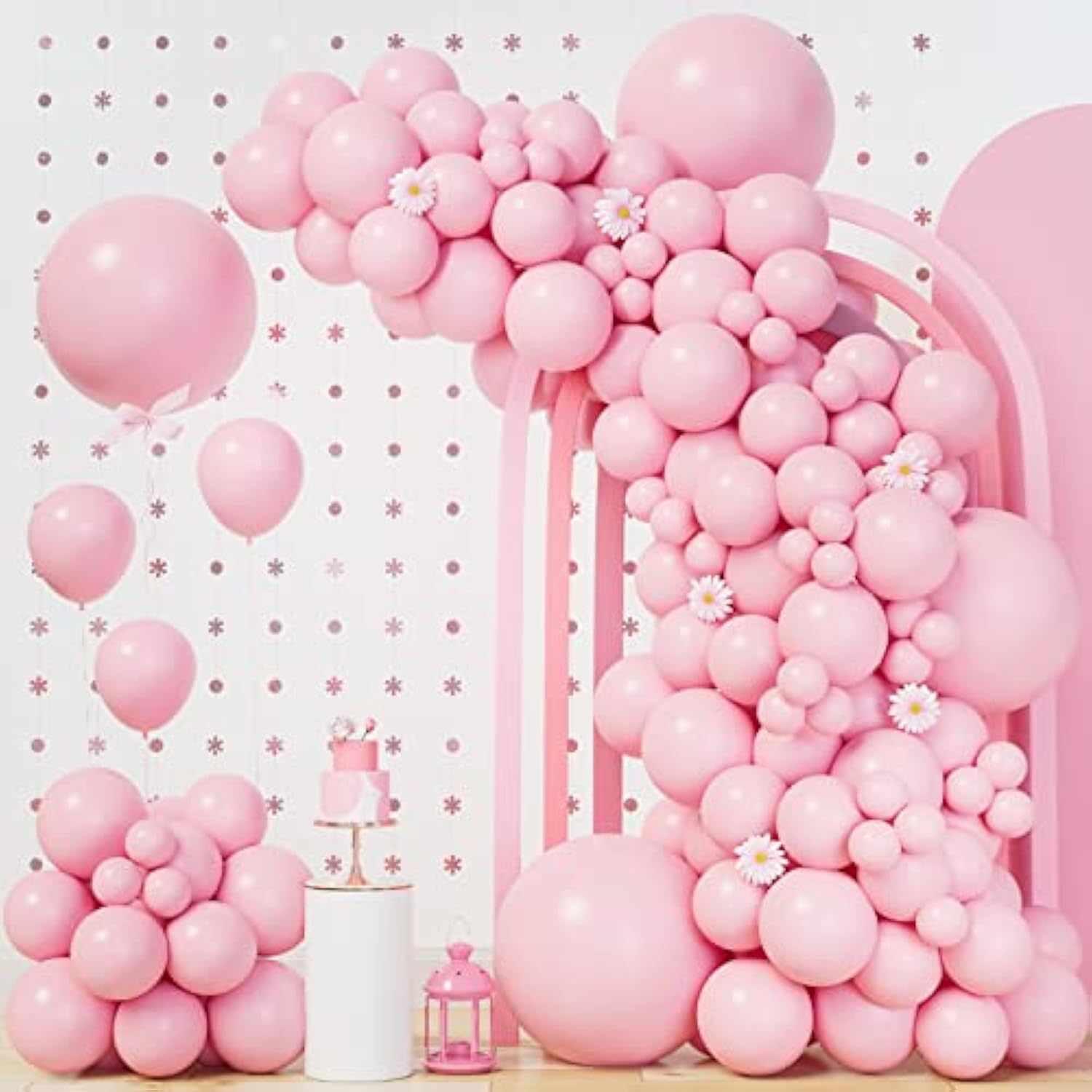 140pcs Pastel Pink Balloon Garland Kit with Various Sizes for Baby Shower & Birthday Decor