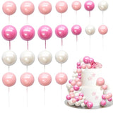 30Pcs Balls Cake Topper Foam Ball Cake Picks Mini Balloon Cupcake Insert Bubble Balls Diy Decoration For Baby Shower Kids Birthday Party Decorations Pearl White Pink Rose Red