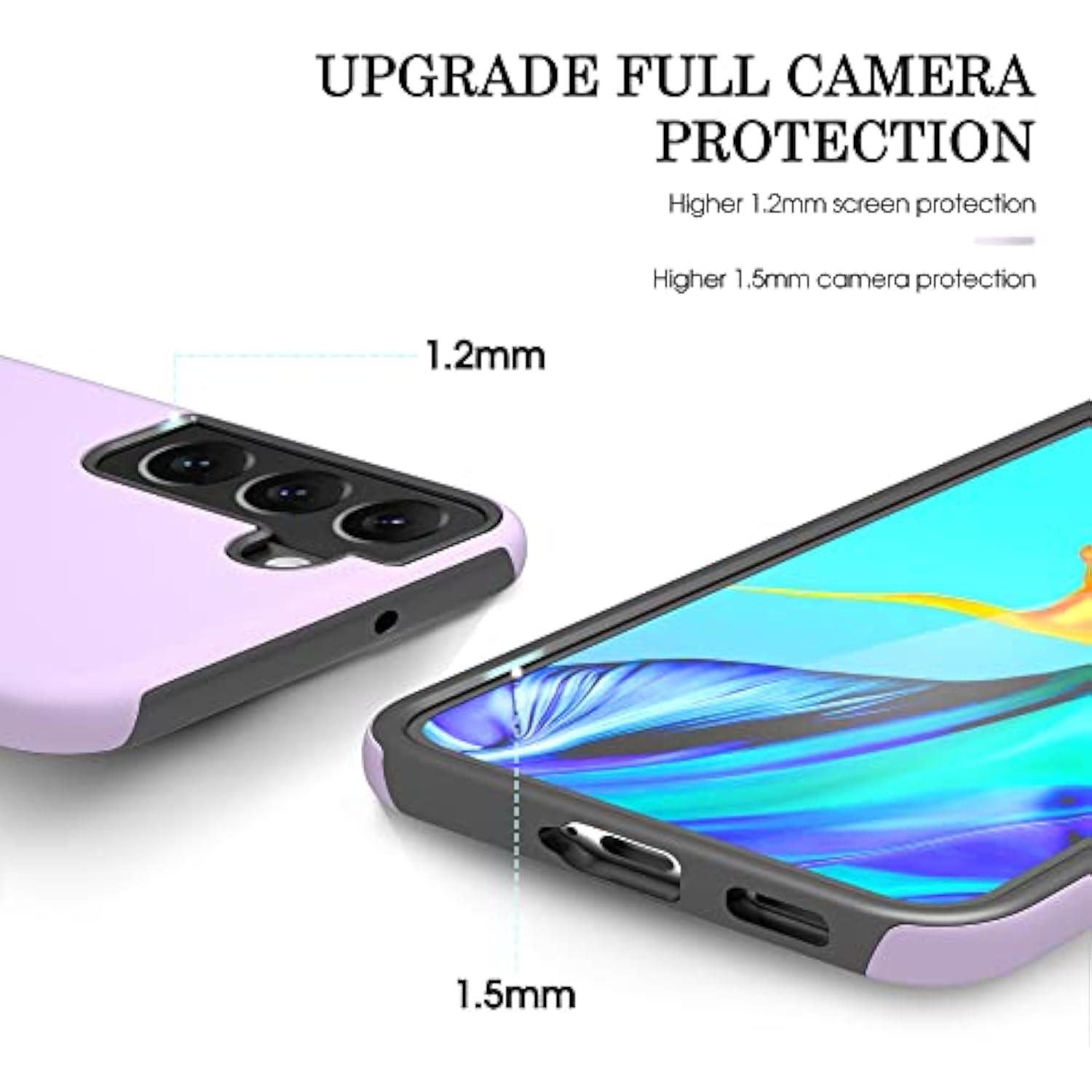 For Samsung Galaxy S22 Case With Hd Screen Protector, [Military Grade] Shockproof Protection Case With 360° Magnetic Ring Holder Kickstand Phone Case For Samsung S22,Purple