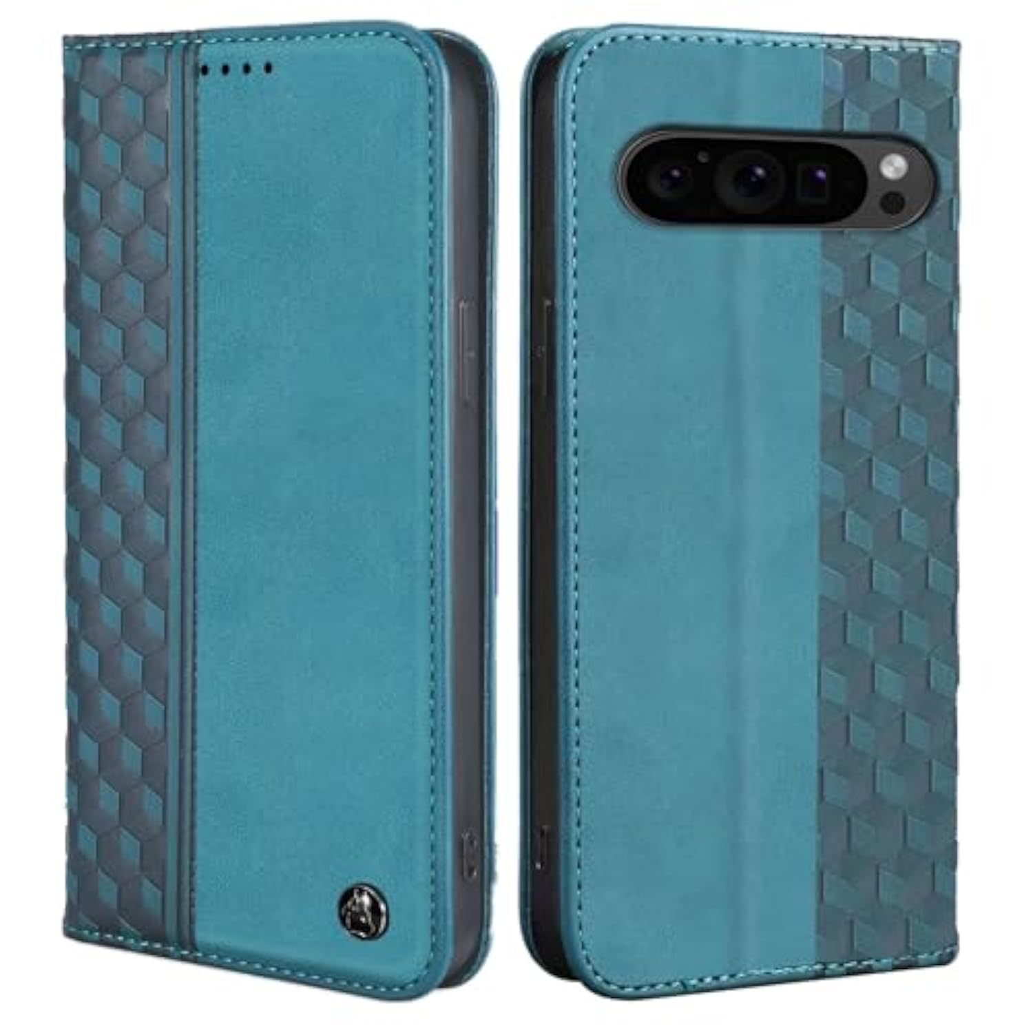 Pixel 9/9 Pro Wallet Case 2024, PU Leather Flip, Card Holder, Kickstand, Green
