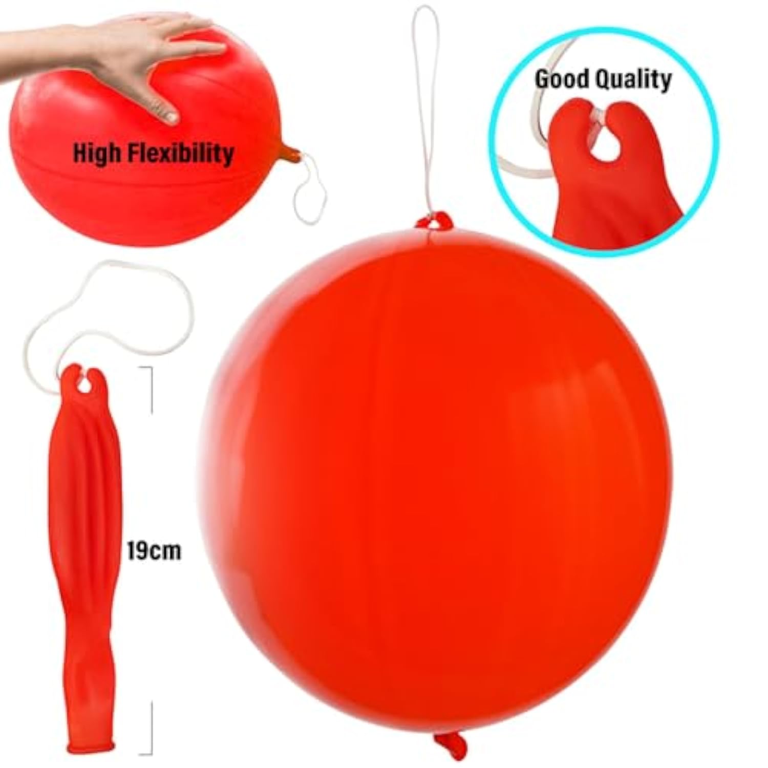 30-Piece 18-Inch Punch Balloons 12 Colors Heavy Duty Party Toy Set