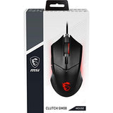 msi Clutch GM08 Gaming Mouse, 4200 DPI, Optical Sensor, 3 Adjustable Weights, Red LED Lighting, Symmetrical Design