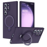 Designed For Samsung Galaxy S23 Ultra 6.8'' With Magnetic Ring Stand[Compatible With Mag-Safe][Military-Grade Protection] Slim Liquid Silicone S23 Ultra Phone Case For Men Wowen,Deep Purple