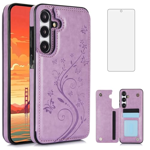 Phone Case for  Galaxy S25 FE 5G with Tempered Glass Screen Protector and Card Holder Wallet Cover Stand Flip Leather Cell Accessories S 25 EF